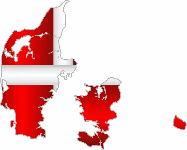 Shiny Map Denmark Illustration Three Dimensional Map Denmark — Stock Vector