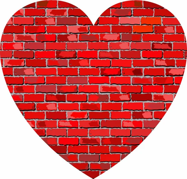 Kalp üzerinde tuğla dokulu arka plan - illüstrasyon