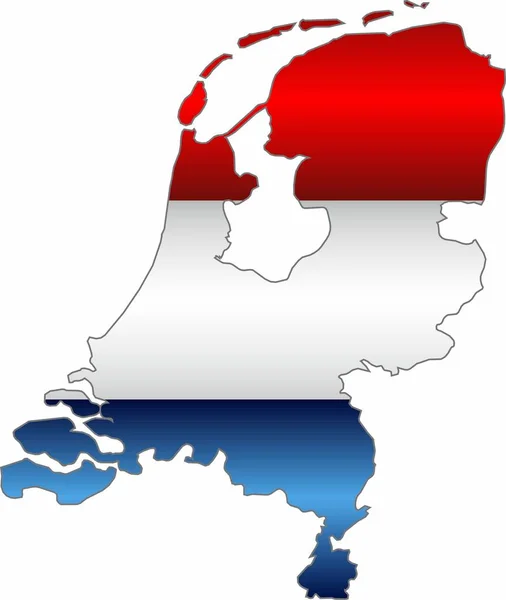 Glänzende Karte Der Niederlande Abbildung Dreidimensionale Karte Der Niederlande — Stockvektor