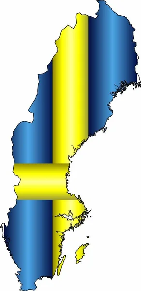 Mapa Brilhante Suécia Ilustração Mapa Tridimensional Suécia — Vetor de Stock