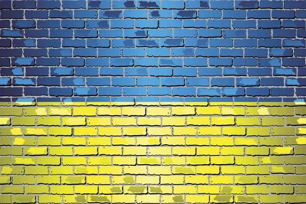 Glänzende Fahne Der Ukraine Auf Einer Ziegelwand Illustration Abstrakter Vektorhintergrund — Stockvektor