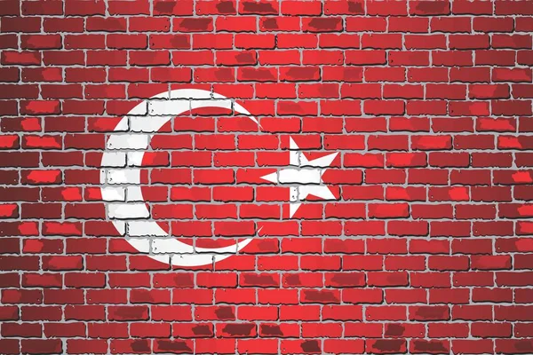 Bandeira Brilhante Turquia Uma Parede Tijolo Ilustração Fundo Vetorial Abstrato —  Vetores de Stock