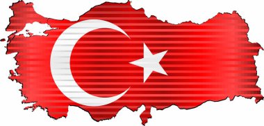 Türkiye'nin Parlak Grunge haritası - İllüstrasyon, Üç Boyutlu Türkiye Haritası