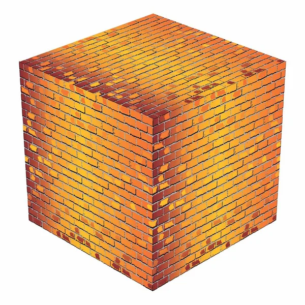 Cube Briques Orange Illustration Illustration Vectorielle Abstraite Orange — Image vectorielle