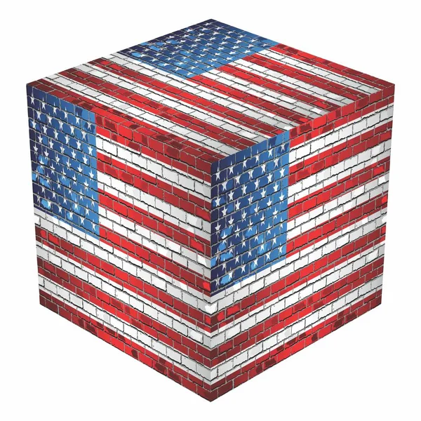 Usa Cube Wykonaniu Cegły Ilustracja — Wektor stockowy
