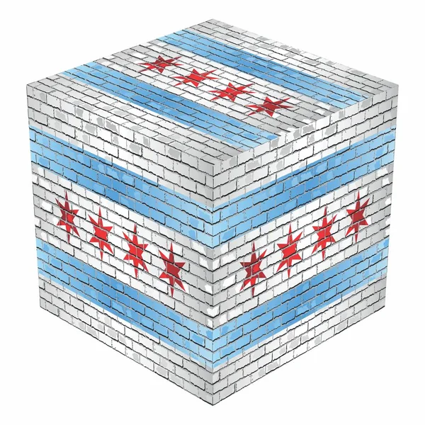 Chicago Kub Gjord Tegel Illustration — Stock vektor