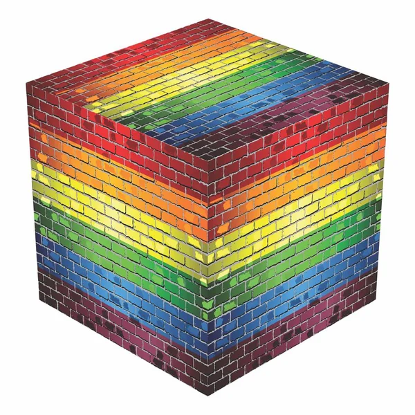 Gay Orgulho Cubo Feito Tijolos Ilustração — Vetor de Stock