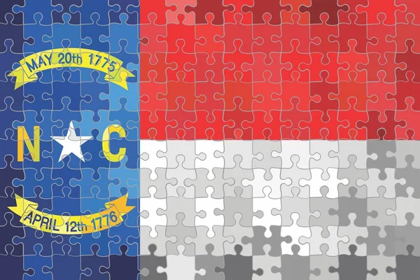 Bandera Carolina Del Norte Hecha Fondo Rompecabezas Ilustración — Archivo Imágenes Vectoriales