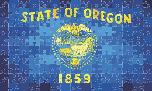 Oregon Vlag Gemaakt Van Puzzel Achtergrond Illustratie — Stockvector