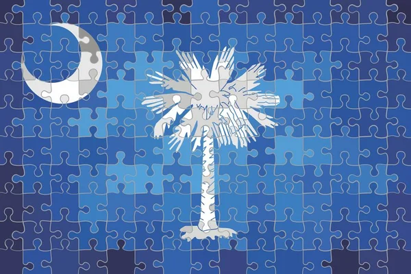 South Carolina Vlag Gemaakt Van Puzzel Achtergrond Illustratie — Stockvector