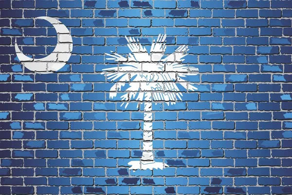 Błyszcząca Flaga Karoliny Południowej Ścianie Cegły Ilustracja Abstrakcja Grunge Tło — Wektor stockowy