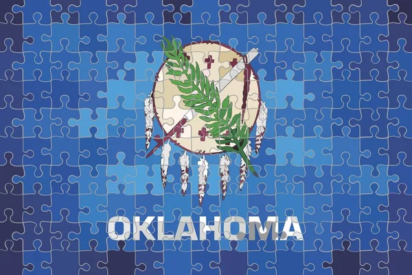 Oklahoma Flagge Aus Puzzle Hintergrund Illustration — Stockvektor