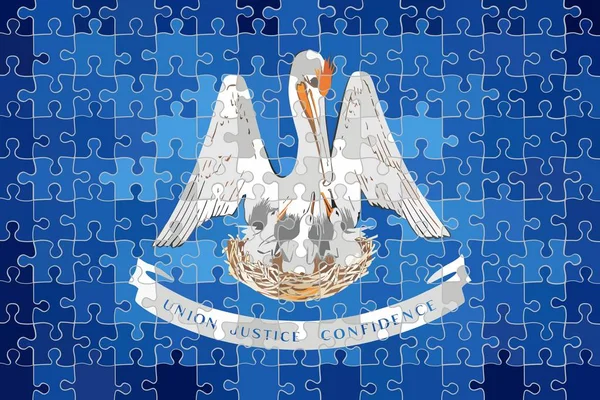 Louisiana Fahne Aus Puzzle Hintergrund Illustration — Stockvektor