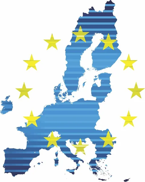 Carte Brillante Union Européenne Illustration Carte Tridimensionnelle Union Européenne — Image vectorielle
