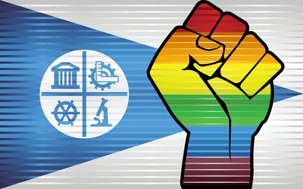 Shiny Hbtq Protest Fist Minneapolis Flag Illustration Abstrakt Grunge Minneapolis — Stock vektor