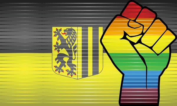 Shiny Lgbt Protest Fist Dresden Flag Illustration Grunge Abstrait Dresde — Image vectorielle