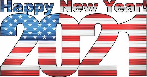 Feliz Ano Novo 2021 Com Bandeira Dos Eua Para Dentro —  Vetores de Stock