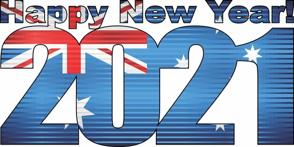 Šťastný Nový Rok 2021 Vlajkou Austrálie Uvnitř Ilustrace 2021 Šťastný — Stockový vektor