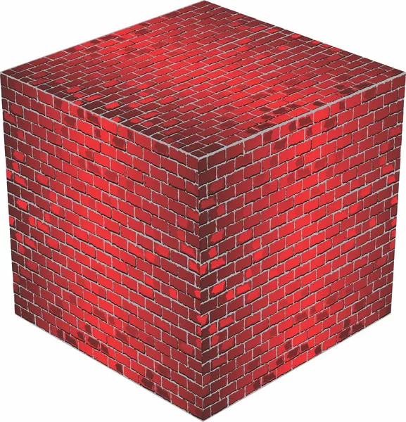 Cube Made Red Bricks Illustration Red Abstract Vector Illustration — Stock Vector