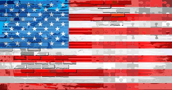 Grunge Abstract Flag Usa Ilustración Brillante Vector Mosaico — Vector de stock