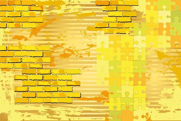 Grunge Brilhante Fundo Amarelo Ilustração Vetor Mosaico Abstrato — Vetor de Stock