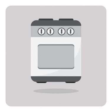 Düz simge vektör tasarımı, izole arka plan üzerinde yemek pişirmek için Soba.