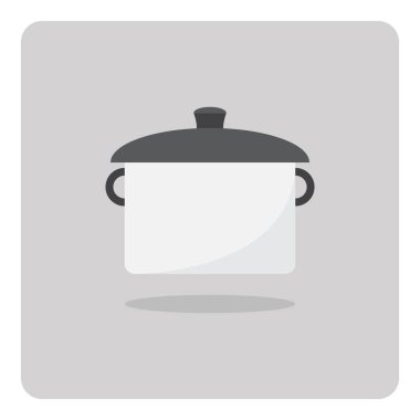 Düz simge vektör tasarımı, izole arka plan üzerinde mutfak odası için pişirme pot.