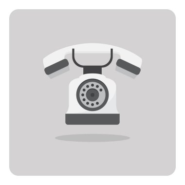 Düz simge vektör tasarımı, Retro telefon izole arka plan.