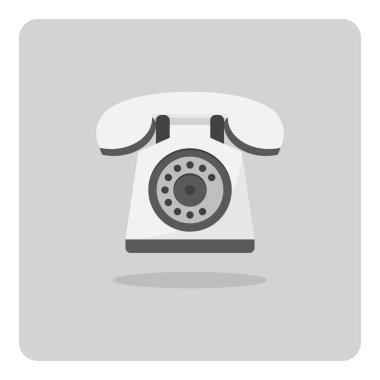 Düz simge vektör tasarımı, Retro telefon izole arka plan.
