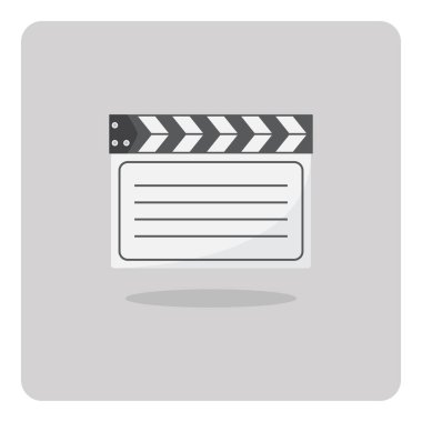 Düz simge vektör tasarımı, izole arka plan üzerinde filme için Clapper kurulu.