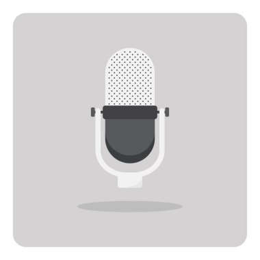 Düz simge vektör tasarımı, izole arka plan vintage mikrofon.
