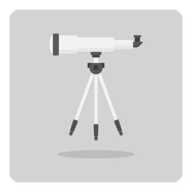 Düz simgenin vektör tasarımı, Izole arka plan üzerine Teleskop.