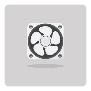 Düz simgevektör tasarımı, yalıtılmış arka plan da bilgisayar için soğutma fanı.