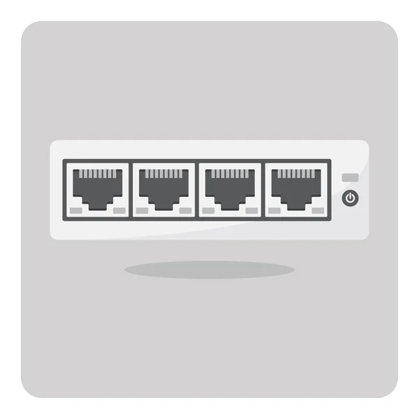 Vektor Design Des Flachen Symbols Switch Hub Für Netzwerk Auf — Stockvektor