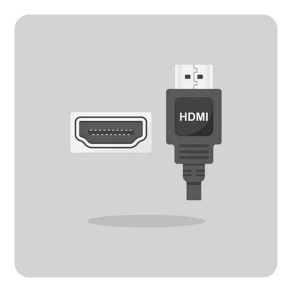 Design Vetores Ícone Plano Conector Cabo Hdmi Fundo Isolado —  Vetores de Stock