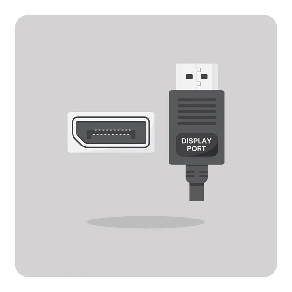 Vektor Design Des Flachen Symbols Displayport Kabelanschluss Auf Isoliertem Hintergrund — Stockvektor