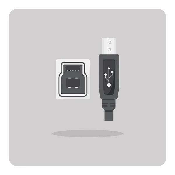 Vektor Design Des Flachen Symbols Usb Typ Kabelanschluss Auf Isoliertem — Stockvektor