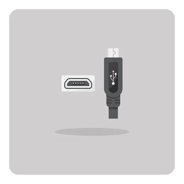 Vektor Design Des Flachen Symbols Micro Usb Anschluss Auf Isoliertem — Stockvektor