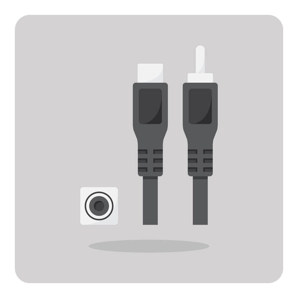 Векторная конструкция плоской иконки, разъем кабеля RCA на изолированном фоне
.