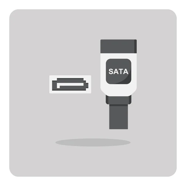 Diseño Vectorial Icono Plano Conector Sata Para Computadora Sobre Fondo Gráficos vectoriales