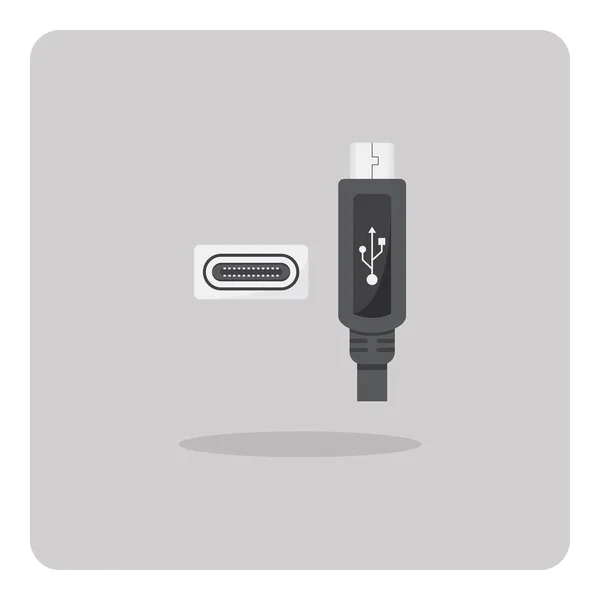 Vektorový Návrh Ploché Ikony Konektor Kabelu Usb Typu Izolovaném Pozadí Royalty Free Stock Ilustrace