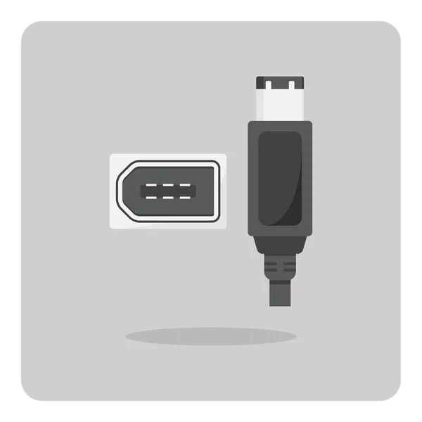 Diseño Vectorial Del Icono Plano Conector Firewire Sobre Fondo Aislado Ilustración de stock