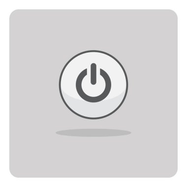 Düz simgenin vektör tasarımı, yalıtılmış arka planda Güç düğmesi.
