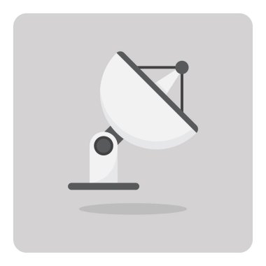 Düz simge vektör tasarımı, izole arka planda uydu çanak.