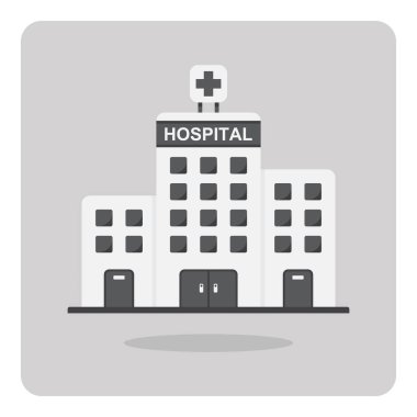 Düz simge vektör tasarımı, izole arka planda hastane Binası.