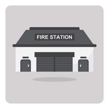 İzole arka planda düz simge, Yangın İstasyonu vektör tasarımı.