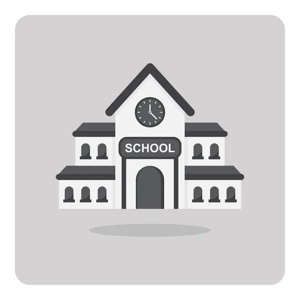 Projeto Vetorial Ícone Plano Edifício Escola Fundo Isolado —  Vetores de Stock