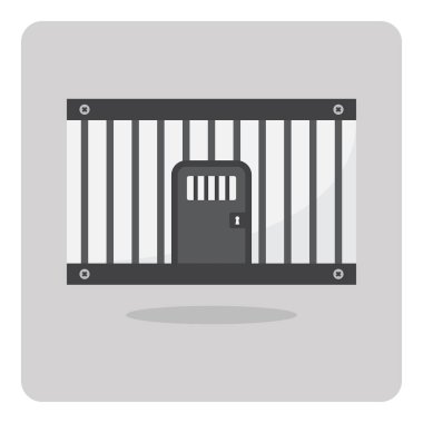 Düz simge vektör tasarımı, izole arka planda hapishane hücresi.