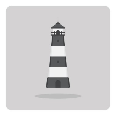 İzole arka planda düz simge, Lighthouse bina vektör tasarımı.