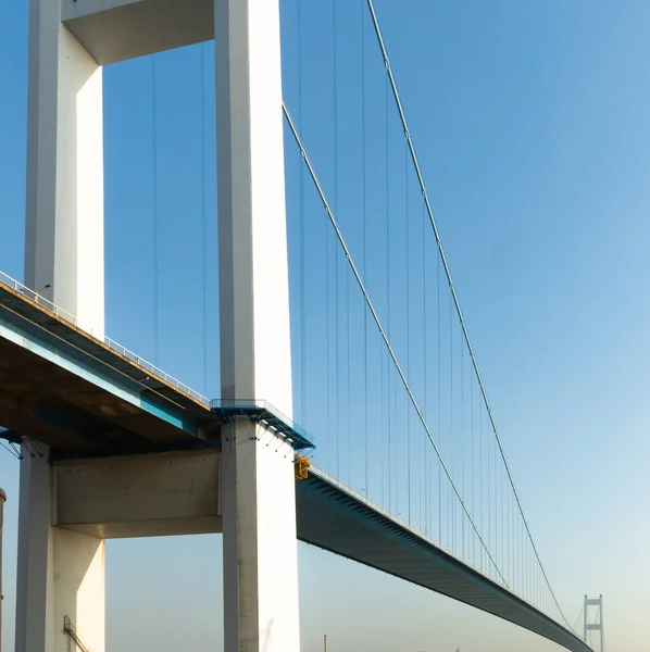 Vista Sobre Ponte Com Céu Azul Praia — Fotografia de Stock